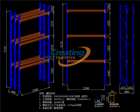 承重4噸，立柱2.0mm